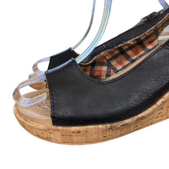 Crocs A-Leigh Leather Black Cork Wedge Slingback Open Toe Sandals Shoes sz 7 - Picture 8 of 16